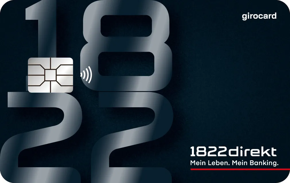 girocard der 1822direkt mit großen silbernen Ziffern 1822 auf dunkelblauem Grund